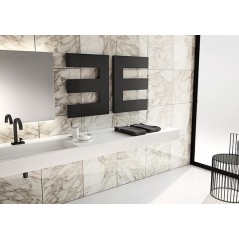 sèche-serviette radiateur électrique design moderne, salle de bain Antxpetine gauche noir mat 68.5x55cm