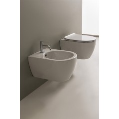 Toilette wc suspendu en céramique émaillée  blanc, noir, bleu, vert, rose, gris taupe avec abattant scaxmoon 5520