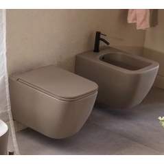 Toilette wc suspendu en céramique émaillée blanc, noir, bleu, vert, rose, gris taupe avec abattant scaxteorema 5126/TW