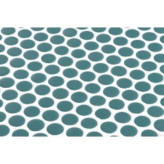 Emaux de verre rond vert turquoise mat d:19mm sur plaque de 28.5x28.5cm sol et mur onxpenny capri mat