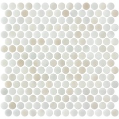 Emaux de verre rond melange gris et beige satiné délavé d:19mm sur plaque de 28.5x28.5cm sol et mur onxpenny gaia