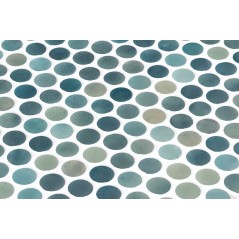 Emaux de verre rond melange bleu foncé + multicolore satiné délavé d:19mm sur plaque de 28.5x28.5cm sol et mur onxpenny yadel