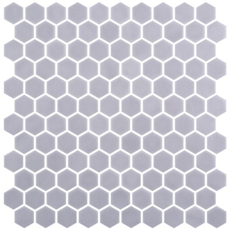 Emaux de verre hexagonal gris mat D: 3.175cm sur plaque de 30.1x29cm onxstoneglass gainsboro