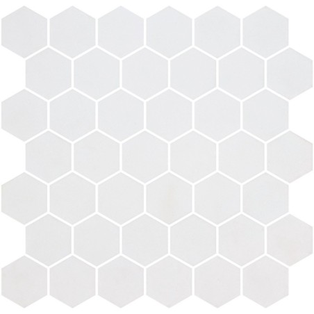 Mosaique de verre hexagonal grand format blanc mat D: 5.16cm antidérapant R11 onxxl natureglass white