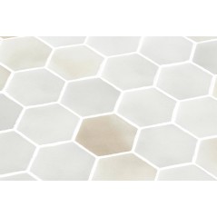 Mosaique de verre hexagonal grand format gris et beige satiné D: 5.16cm onxxl cotto gaia