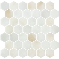 Mosaique de verre hexagonal grand format gris et beige satiné D: 5.16cm onxxl cotto gaia