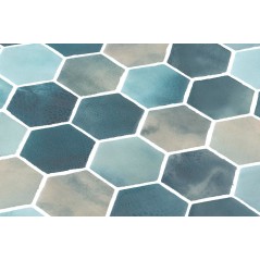 Mosaique de verre hexagonal grand format bleu nuancé satiné D: 5.16cm onxxl cotto yadel