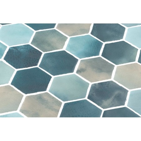 Mosaique de verre hexagonal grand format bleu nuancé satiné D: 5.16cm onxxl cotto yadel