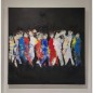 Tableau moderne, peinture contemporaine figurative, acrylique sur toile 100x100cm intitulée: foule de nuit 1