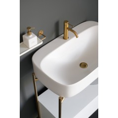 Meuble console de salle de bain structure métal L74cm H90cm P43cm avec tiroir en bois et vasque céramique scaxdiva 21