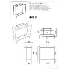 Meuble console de salle de bain structure métal L74cm H90cm P43cm avec tiroir en bois et vasque céramique scaxdiva 21