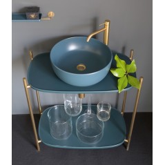 Meuble console de salle de bain structure métal L74cm H90cm P43cm avec  vasque céramique bleu scaxdiva 25