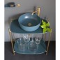 Meuble console de salle de bain structure métal L74cm H90cm P43cm avec  vasque céramique bleu scaxdiva 25