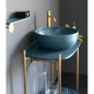 Meuble console de salle de bain structure métal L74cm H90cm P43cm avec  vasque céramique bleu scaxdiva 25