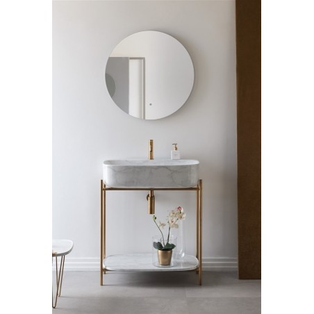Meuble console de salle de bain structure métal L74cm H90cm P43cm  vasque céramique imitation marbre blanc scaxdiva 27