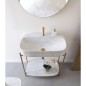 Meuble console de salle de bain structure métal L74cm H90cm P43cm  vasque céramique imitation marbre blanc scaxdiva 27