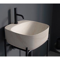 Meuble console de salle de bain structure métal L44cm H90cm P43cm avec une vasque céramique imitation marbre blanc scaxdiva 28