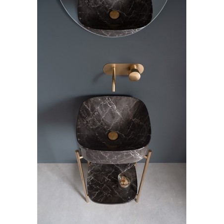 Meuble console de salle de bain structure métal L44cm H90cm P43cm avec une vasque céramique effet marbre noir scaxdiva 31