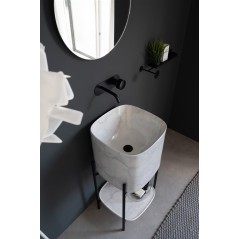 Meuble console de salle de bain structure métal L44cm H90cm P43cm avec  vasque céramique effet marbre blanc scaxdiva 32