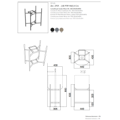 Meuble console de salle de bain structure métal L44cm H90cm P43cm avec  vasque céramique et tiroir scaxdiva 32b