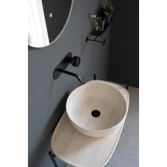 Meuble console de salle de bain structure métal L74cm H90cm P43cm avec  vasque céramique effet marbre beige scaxdiva 33