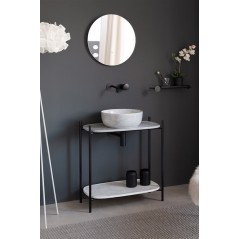 Meuble console de salle de bain structure métal L74cm H90cm P43cm avec  vasque céramique effet marbre beige scaxdiva 33