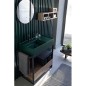 Meuble console de salle de bain metal noir L:89cm et tiroir en bois 89 avec une vasque rectangulaire vert mat scaxsolid2