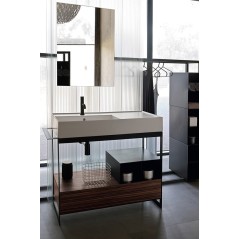 Meuble console de salle de bain metal noir L:109cm et tiroir en bois 89 avec une vasque rectangulaire blanc mat scaxsolid3