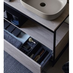 Meuble console de salle de bain metal noir L:109cm hauteur 90cm avec une vasque ovale noir mat à poser scaxsolid4