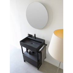 Meuble de salle de bain en métal noir avec une vasque noir mat et un tiroir noir  69x43.5cm hauteur 90cm scaxsolid22