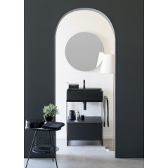 Meuble de salle de bain en métal noir avec une vasque noir mat et un tiroir noir  69x43.5cm hauteur 90cm scaxsolid22