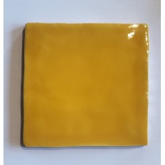 Carrelage effet zellige marocain fait main jaune brillant 10x10cm estix cadaques ocre