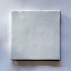 Carrelage effet zellige marocain fait main blanc brillant brillant 10x10cm estix zel azul