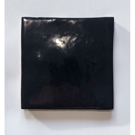 Carrelage effet zellige marocain fait main noir brillant brillant 10x10cm estix zel black