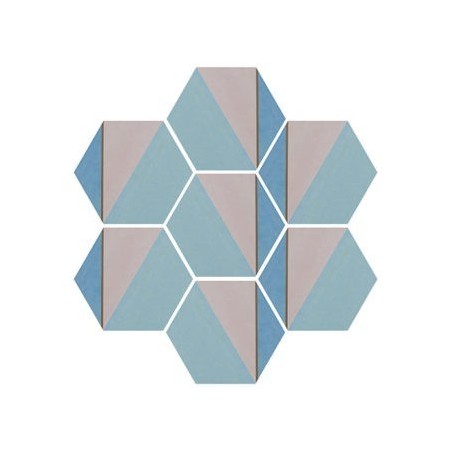 Carrelage imitation carreau ciment hexagone terrasse de piscine patchwork antidérapant R11 estix 18.7x21.6cm berlin