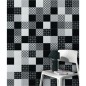 Carrelage imitation carreau ciment terrasse de piscine décor noir et blanc antidérapant R11 20x20cm  estix évoque clover