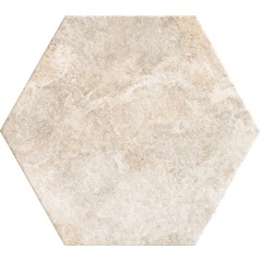 Carrelage hexagone effet pierre blanche mat très grand format rectifié 56x48.3cm, sol et mur  realarlet white