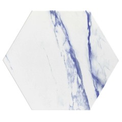 Carrelage hexagone effet marbre blanc veiné bleu satiné grand format rectifié 56x48.3cm, sol et mur realthalos