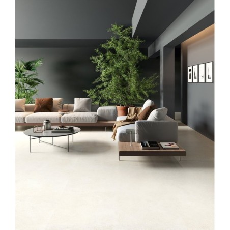 Carrelage gris imitation pierre ivoire uni mat, 60x60, 90x90, 60x120, 120x120cm rectifié,  santasylkistone light