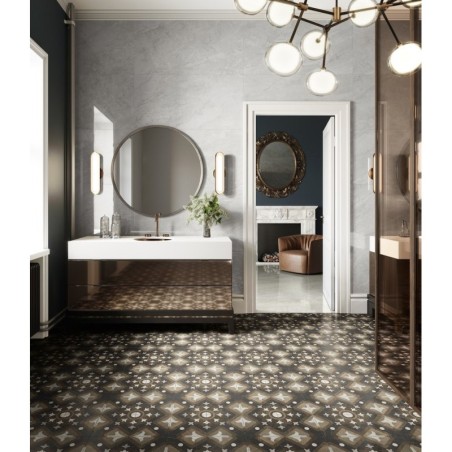 Carrelage salle de bain, imitation bois et marbre incrusté, 20x20cm rectifié,  santintarsi glam 04, R10