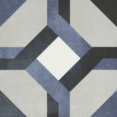Carrelage imitation carreau ciment bleu et blanc apeglaure 15x15x0.9cm, R10 apeglaure