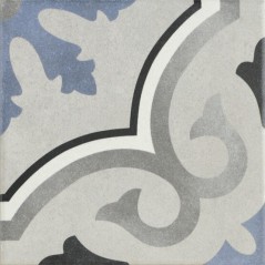Carrelage imitation carreau ciment bleu gris et blanc apegloulou 15x15x0.9cm, R10