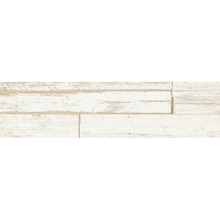 Carrelage vieux parquet chêne peint en blanc, chambre, sol et mur, 15X120cm, rectifié, Santablend blanc