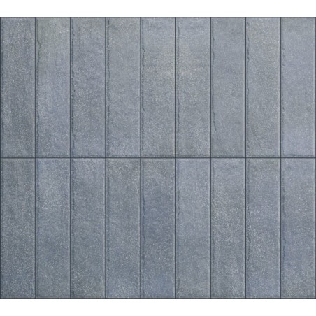 Carrelage imitation zellige effet matière pierre bleu mat, mur, 5x20cm rectifié santatetrix blue mat