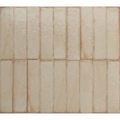 Carrelage imitation zellige effet matière ivoire brillant, mur, 5x20cm rectifié santatetrix creme lux