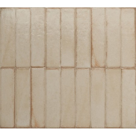 Carrelage imitation zellige effet matière ivoire brillant, mur, 5x20cm rectifié santatetrix creme lux