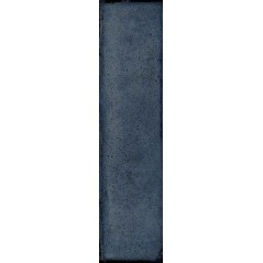 Carrelage imitation zellige effet matière bleu foncé brillant, mur, 5x20cm rectifié santatetrix ocean lux