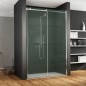 Paroi de douche fixe + coulissant verre, transparent, droit, montant INOX  brillant, hauteur 200cm megxaxer P1S