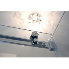 Paroi de douche fixe + coulissant verre, transparent, droit, montant INOX  brillant, hauteur 200cm megxaxer