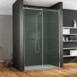 Paroi de douche fixe + coulissant verre transparent, droit, montant INOX satiné, hauteur 200cm megxaxer P1S